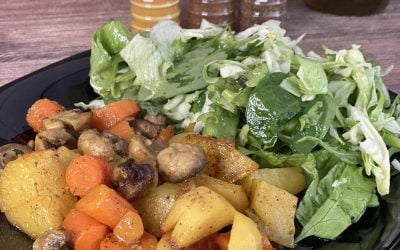 Печен зеленчук со вино и зачини